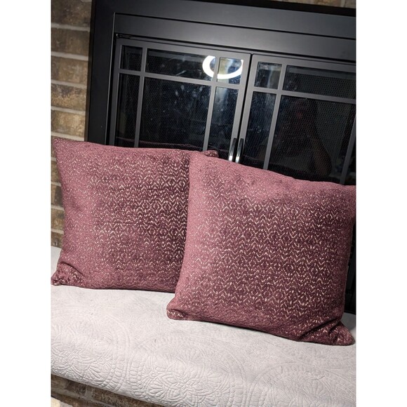 Arhaus Thai Ikat Pattern Velvety Down Throw Pillows Pair of 2 Purple Boho Decor - Picture 4 of 6